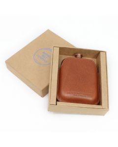 Copper Hip Flask & Italian Leather Sleeve